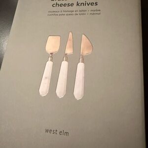 NWT West Elm Brass and Marble Cheese Knives